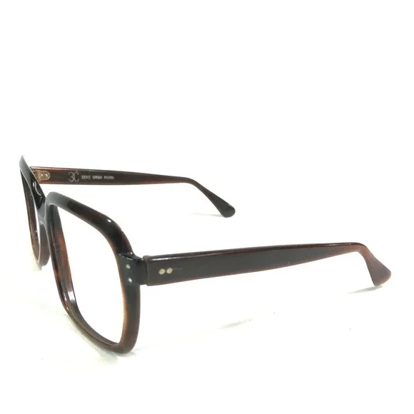 Vintage Buffalo Horn Eyeglasses Frames Smooth Brown Square 3C 54-16-140 - Picture 4 of 9